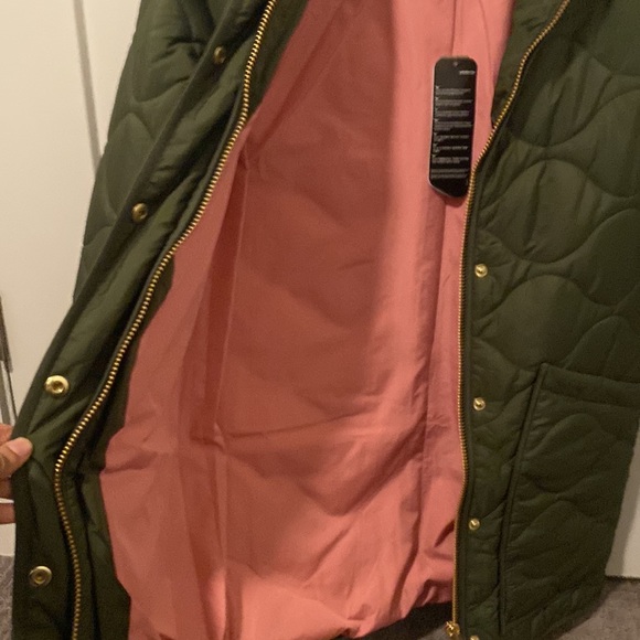 New J.Crew Quilted Signature Puffer Cocoon Green Coat XXSP petite XXS 00p - Picture 4 of 7